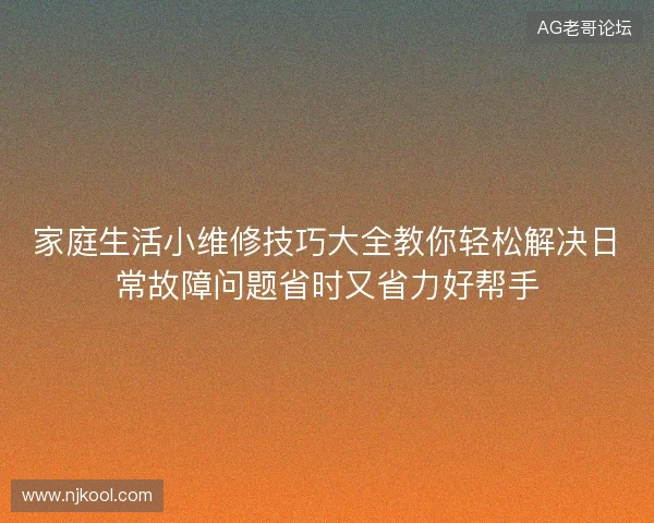 家庭生活小维修技巧大全教你轻松解决日常故障问题省时又省力好帮手