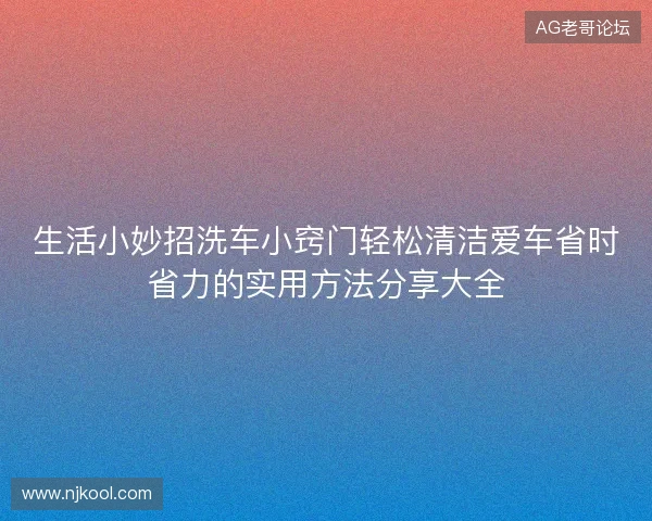 生活小妙招洗车小窍门轻松清洁爱车省时省力的实用方法分享大全